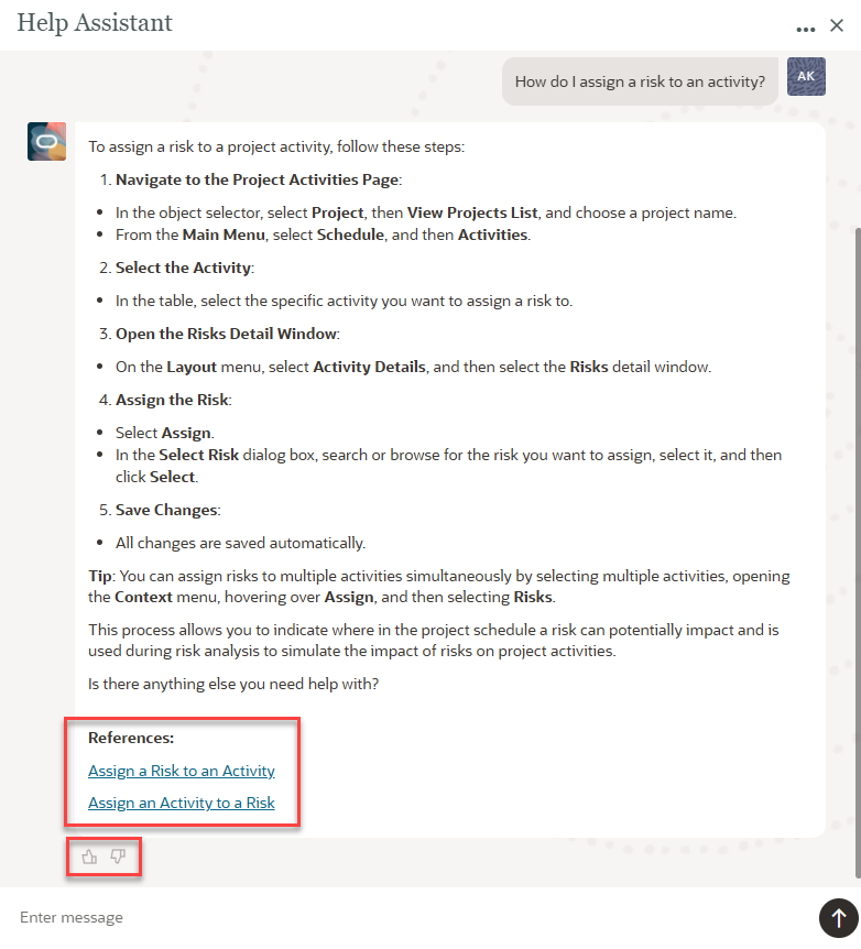 Help Assistant Links and Feedback